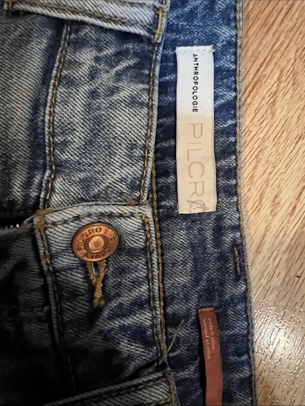 Anthropologie Mid-Blue Distressed Frayed-Hem Denim Shorts - Picture 5 of 8